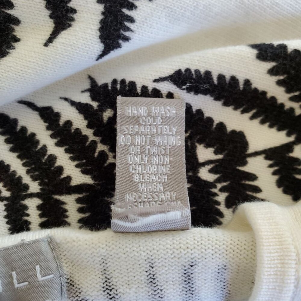 Kate Hill White Cardigan with Black Fern Leaves Imprints. Size S - Picture 10 of 13